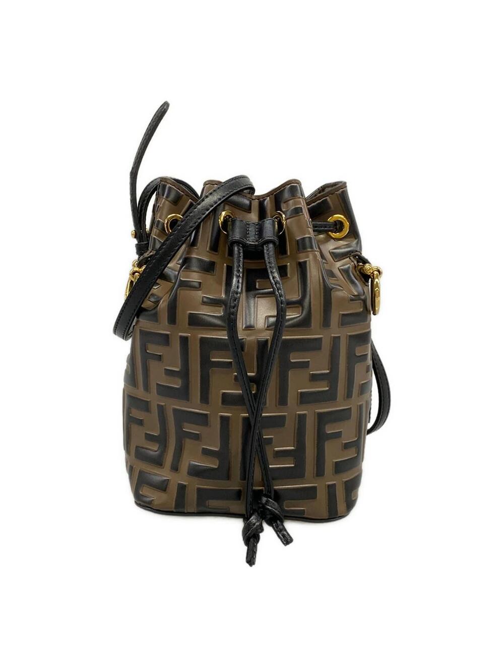 Fendi Brown Black Leather Shoulder Bag #373881F13B